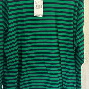 Mango Green and Blue Striped Long Sleeve Tee
